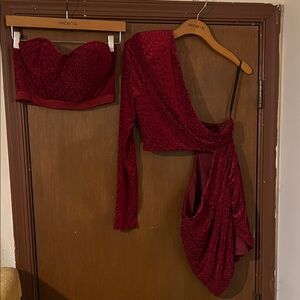 Elegant One Shoulder Red Dress